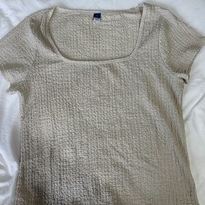 Old Navy Tan Smocked T-Shirt